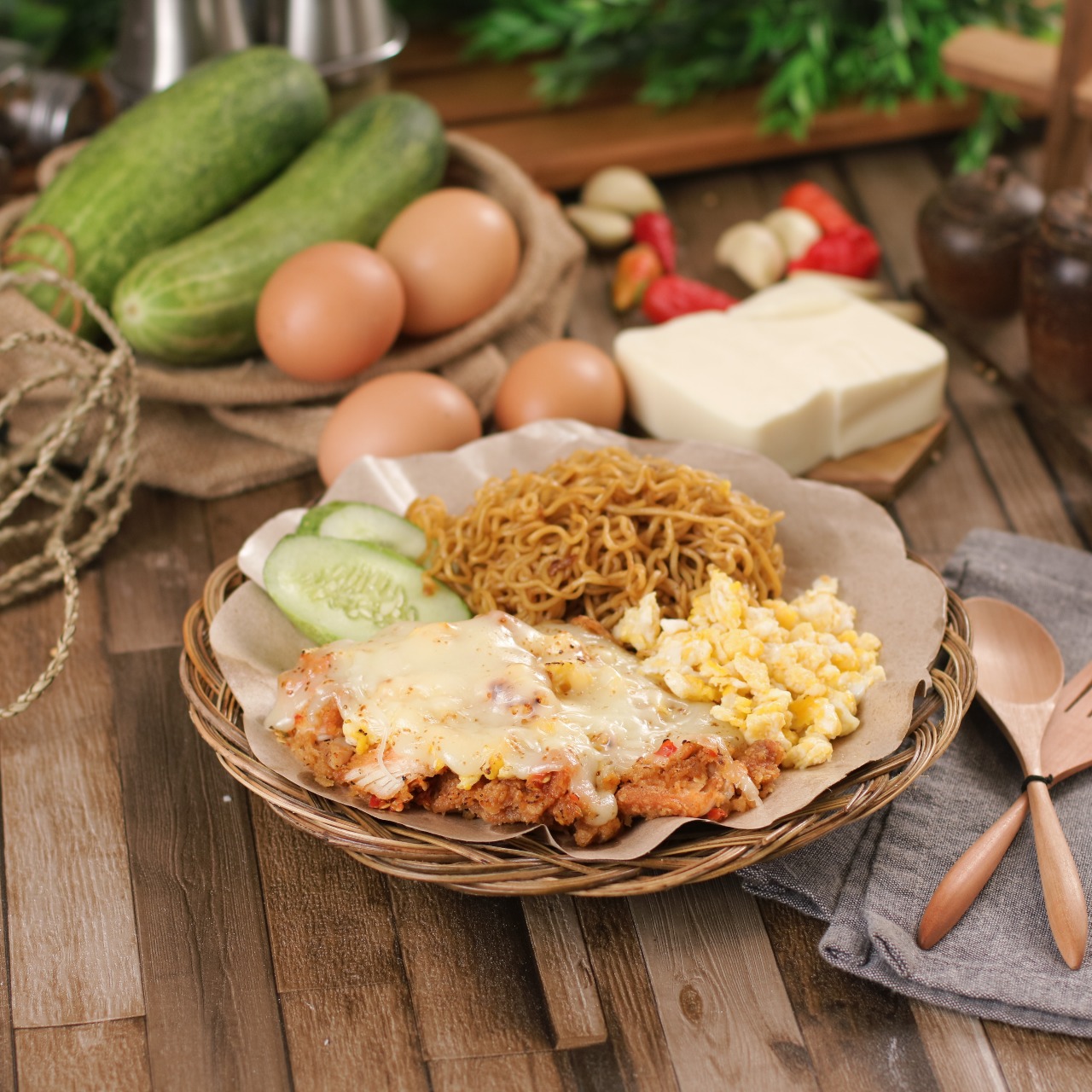 Paket Mie Ayam Geprek Leleh