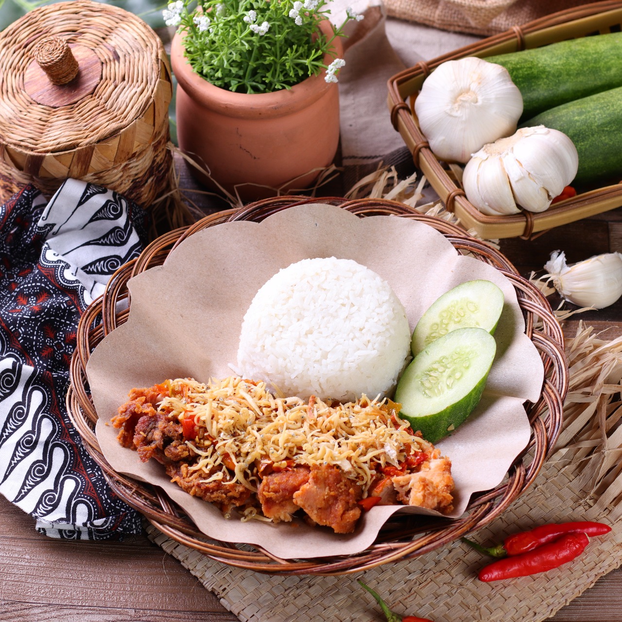 Paket Nasi Ayam Geprek Sambel Teri