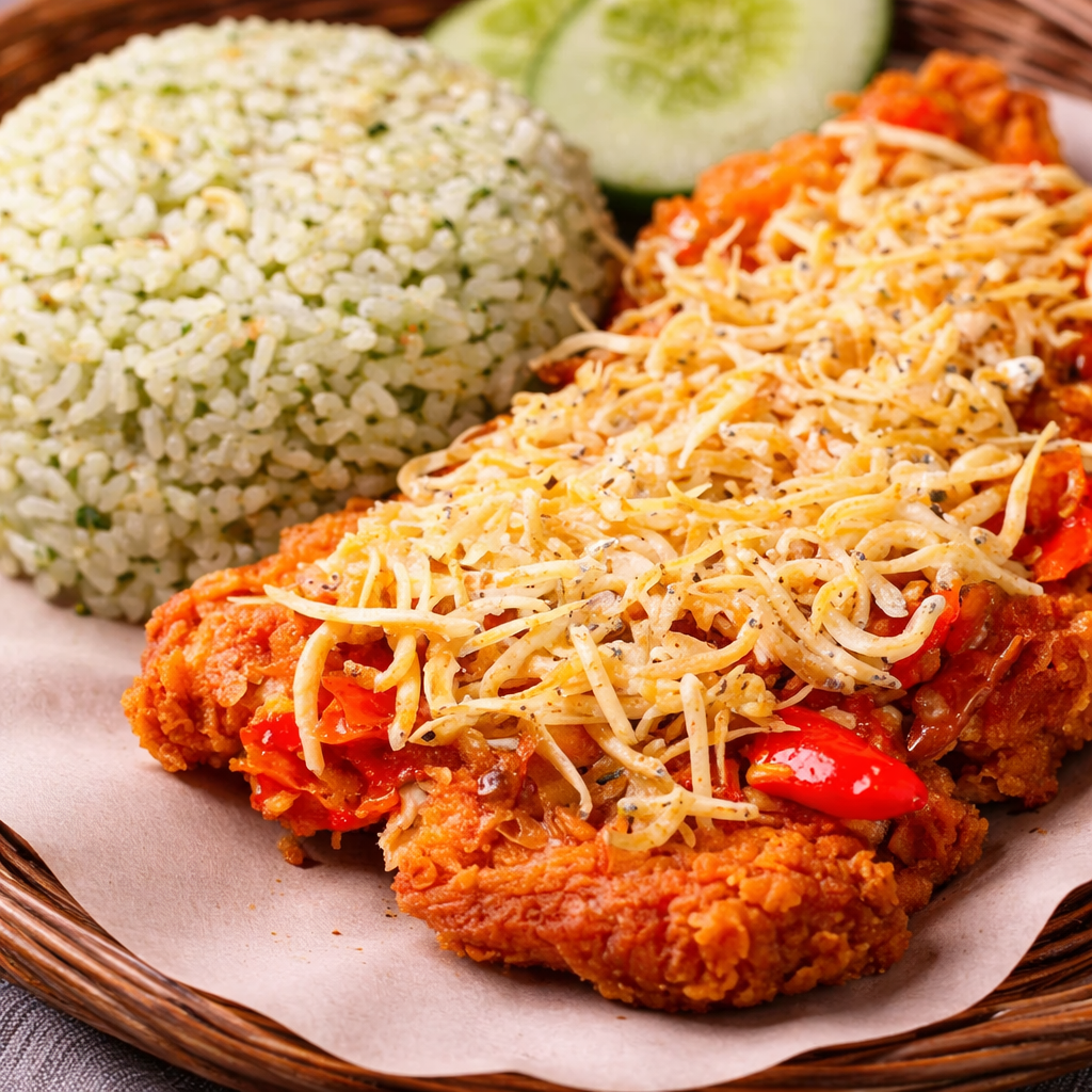 Paket Nasi Ijo Ayam Geprek Sambal Teri