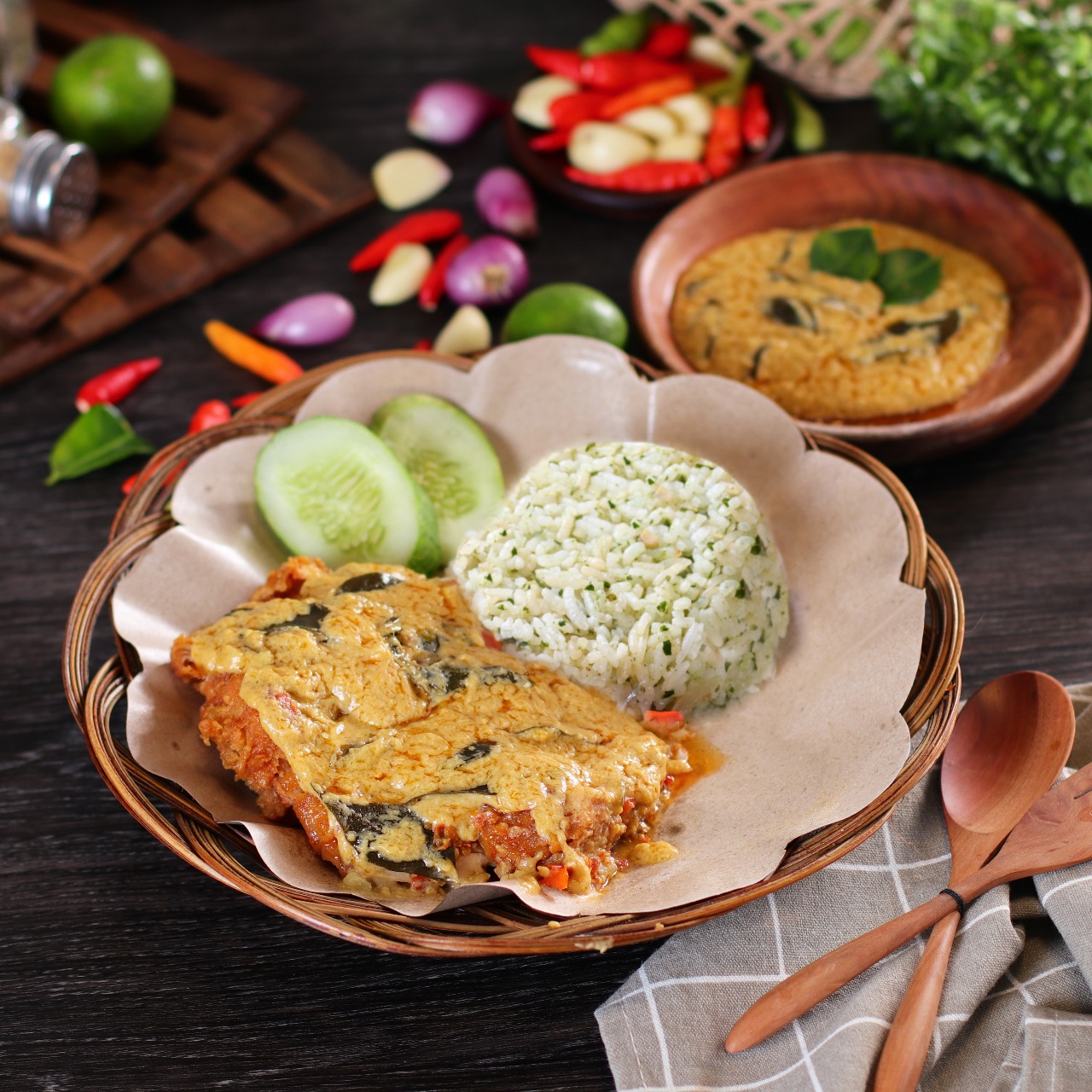 Paket Nasi Ijo Ayam Geprek Telur Asin